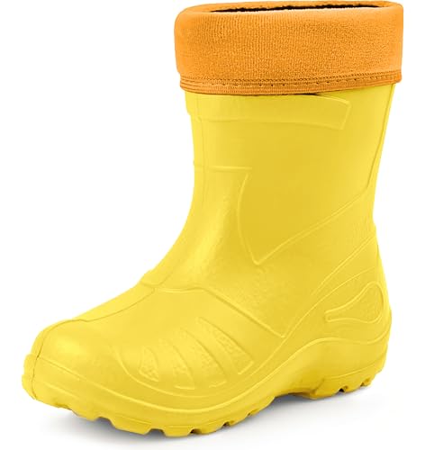 Ladeheid Gummistiefel Kinder federleichte und wasserdichte Eva Thermo Regenstiefel Gummistiefel gefüttert KL050 (Sonnig, 32 EU) von Ladeheid