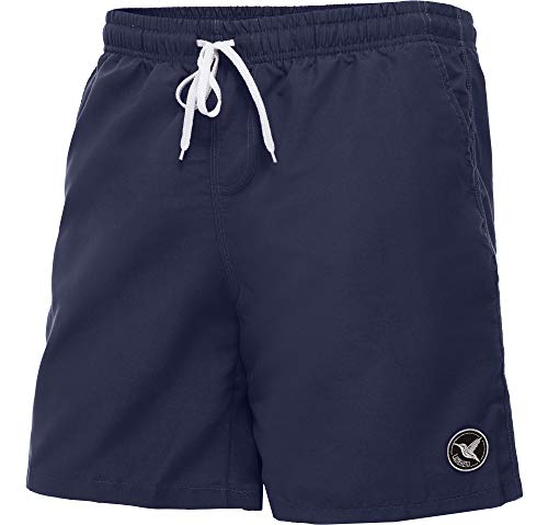 Ladeheid Badehose Herren Bequeme Badeshorts mit Breitem Gummi Schnürchen im Bund und Taschen Schwimmhose Boardshorts LA40-129 (Marine/Blau Large) von Ladeheid