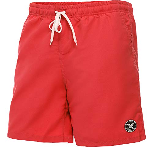 Ladeheid Badehose Herren Bequeme Badeshorts mit Breitem Gummi Schnürchen im Bund und Taschen Schwimmhose Boardshorts LA40-129 (Rot 2X-Large) von Ladeheid