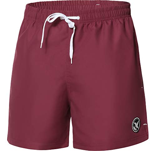 Ladeheid Badehose Herren Bequeme Schwimmhose Badeshorts für Strand und Schwimmbad Sommer Bademode für Herren LA40-198 (Burgundy, M) von Ladeheid