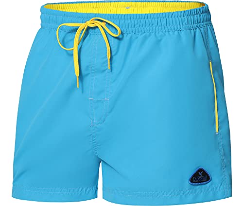 Ladeheid Herren Badehose kurz Schwimmshorts Badeshorts Schwimmhose LAZA1001 (Azurblau Gelb, XL) von Ladeheid