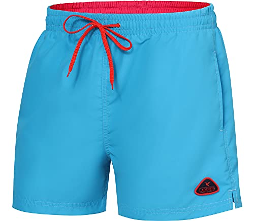 Ladeheid Herren Badehose Badeshorts Schwimmhose Bademode Strandmode LAZA1003 (Azurblau Korallenrot, M) von Ladeheid