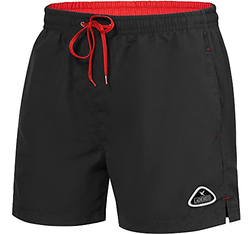 Ladeheid Herren Badehose Badeshorts Schwimmhose Bademode Strandmode LAZA1003 (Schwarz Rot, XL) von Ladeheid