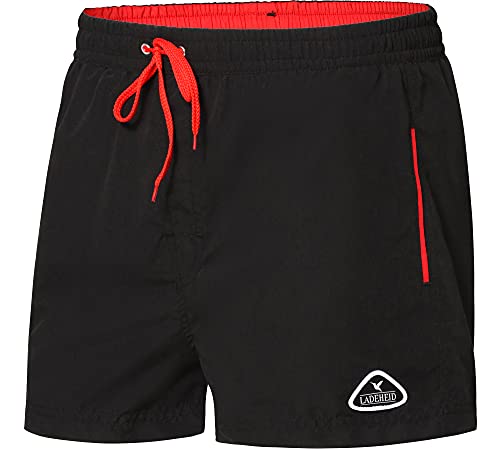 Ladeheid Herren Badehose kurz Schwimmshorts Badeshorts Schwimmhose LAZA1001 (Schwarz Rot, 5XL) von Ladeheid