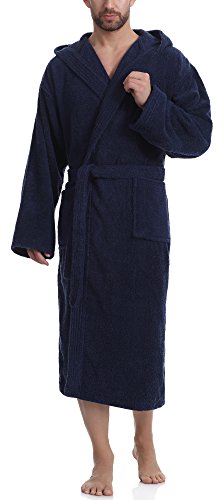 Ladeheid Herren Frottee Bademantel aus 100% Baumwolle LA40-101(Dunkelblau (D12), M) von Ladeheid