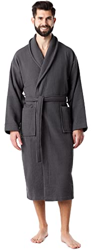 Ladeheid Herren Frottee Bademantel aus 100% Baumwolle Waffelpiqué LA40-226 (Graphite (D07), S) von Ladeheid