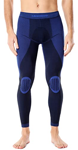 Ladeheid Lange Unterhosen Herren Thermounterwäsche Thermoaktiv Leggings Männer LAGI002 (Schwarz/Marineblau, S) von Ladeheid