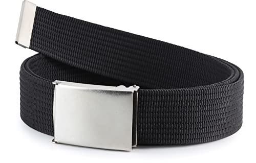 Ladeheid Herren Gürtel männlich Stoffgürtel Sackleinen P90 (Schwarz, 180 cm x 4 cm) von Ladeheid