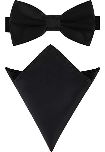 Ladeheid Herren Schmale Fliege & Einstecktuch Set M/P (12cm x 6cm, 22cm x 22cm, Schwarz) von Ladeheid