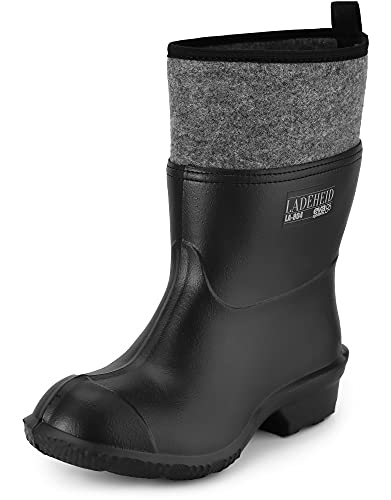 Ladeheid Herren Damen federleichte Eva Thermo Gummistiefel gefüttert Arbeitsgummistiefel LA-804 (Schwarz, 38 EU) von Ladeheid