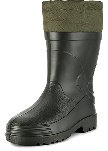 Ladeheid Herren federleichte Eva Thermo Gummistiefel warm mit Stulpe gefüttert LA-892 (Grün, 46 EU) von Ladeheid