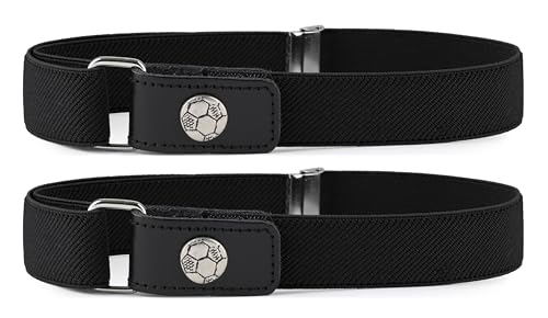 Ladeheid Jungen Gürtel Elastik-Gürtel 1-6 Jahre 34-65 cm P15S (Schwarz/Ball) von Ladeheid