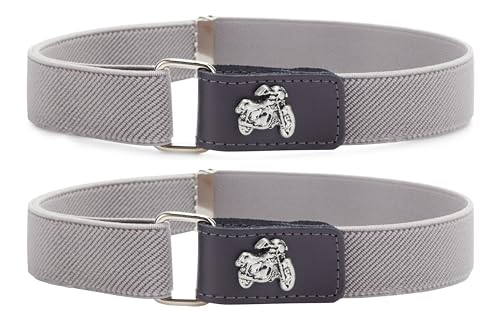 Ladeheid Jungen Gürtel Elastik-Gürtel 1-6 Jahre 34-65 cm P15S 2er Pack (Grey/Motorrad) von Ladeheid