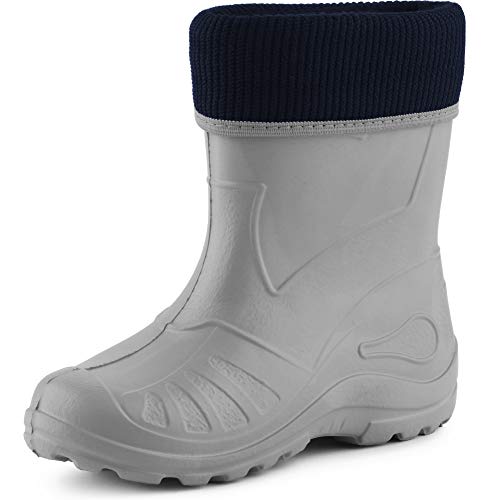 Ladeheid Kinder Mädchen Jungen Federleichte Eva Thermo Gummistiefel Gefüttert KL058 (Grau, 34 EU) von Ladeheid