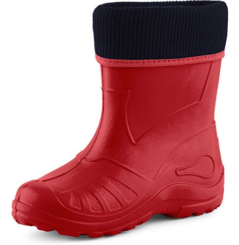 Ladeheid Kinder Mädchen Jungen Federleichte Eva Thermo Gummistiefel Gefüttert KL058 (Rot, 23 EU) von Ladeheid