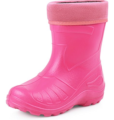 Ladeheid Gummistiefel Kinder federleichte und wasserdichte EVA Thermo Regenstiefel Gummistiefel gefüttert KL050 (Rosa, 22 EU) von Ladeheid