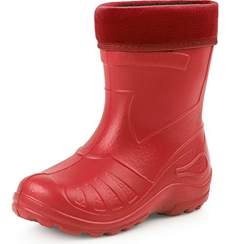 Ladeheid Kinder Mädchen Jungen federleichte Eva Thermo Gummistiefel Regenstiefel gefüttert KL050 (Rot, 25 EU) von Ladeheid