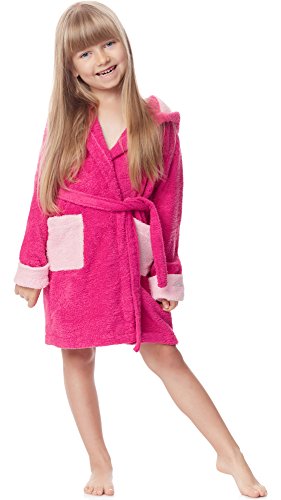 Ladeheid Kinder Frottee Bademantel aus 100% Baumwolle LA40-103 (Fuchsia/Hellrosa (M12/P15), 146-152) von Ladeheid