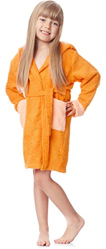 Ladeheid Kinder Frottee Bademantel aus 100% Baumwolle LA40-103 (Orange/Pfirsich (D4/P6), 122-128) von Ladeheid