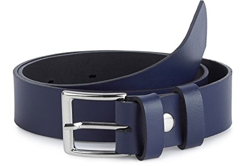 Ladeheid Kinder Gürtel Ledergürtel Mode Accessoire für Kinder Jungen Gürtel mit Schnalle 2,5 cm Breit K1D5 (Navyblau-1, 60 cm (Gesamtlänge 79 cm)) von Ladeheid