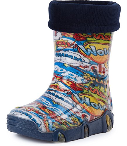 Ladeheid Kinder Mädchen Jungen Gummistiefel gefüttert Swk 25 (Mehrfarbig Wow, 21/22 EU) von Ladeheid