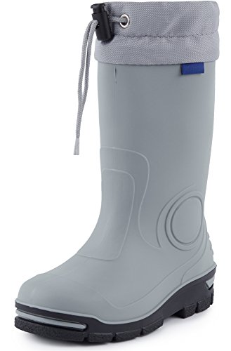 Ladeheid Gummistiefel Kinder mit Schnürung Hohe Regenstiefel für Jungen und Mädchen Bequeme, rutschfeste und federleichte Regenschuhe für alle Jahreszeiten LARB014 (Grau, 25 26 EU) von Ladeheid