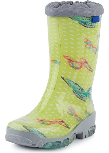 Ladeheid Gummistiefel Kinder bequeme und wasserdichte Regenschuhe für Jungen und Mädchen LARB015 (Grün Schmetterling, 23 24 EU) von Ladeheid