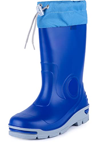 Ladeheid Gummistiefel Kinder mit Schnürung Hohe Regenstiefel für Jungen und Mädchen bequeme, rutschfeste und federleichte Regenschuhe für alle Jahreszeiten LARB014 (Kornblume, 23 24 EU) von Ladeheid