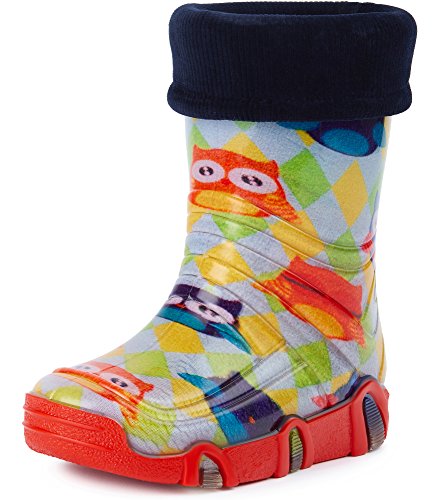 Ladeheid Kinder Mädchen Jungen Gummistiefel gefüttert Swk 09 (Mehrfarbig Eule, 35/36 EU) von Ladeheid