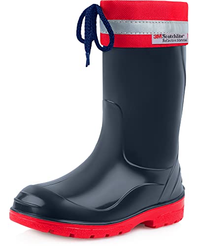 Ladeheid Kinder Gummistiefel mit Stulpe Regenstiefel für Jungen und Mädchen LA-972 (Dunkelblau/Rot, 20 EU) von Ladeheid