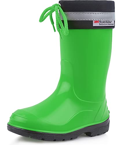Ladeheid Kinder Gummistiefel mit Stulpe Regenstiefel für Jungen und Mädchen LA-972 (Grün/Schwarz, 34 EU) von Ladeheid