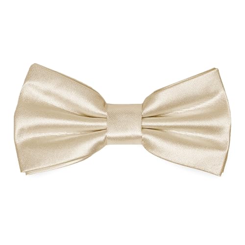 Ladeheid Kinder Jungen Fliege - Vorgebunden, Einstellbares Band, Glänzendes Design, Ideal für Hochzeit, Geburtstag, Einschulung - Strapazierfähig & Stilvoll BKS (10cm x 5cm, Beige) von Ladeheid