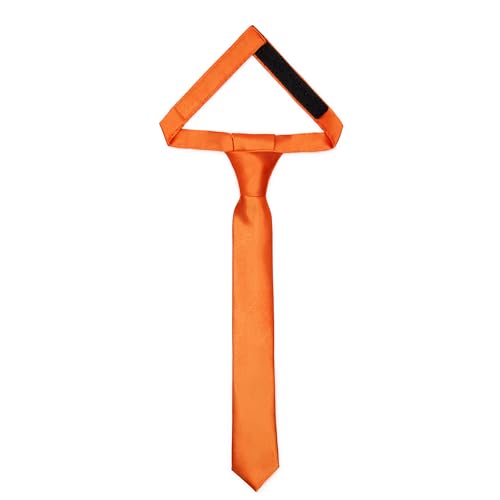 Ladeheid Kinder Krawatte für Jungen - Eleganter glänzender Look, Vorgebunden mit einem Klettverschluß, Perfekt für besondere Anlässe - Stilvolle Ansteckkrawatte TKS (31cm x 4cm, Orange) von Ladeheid