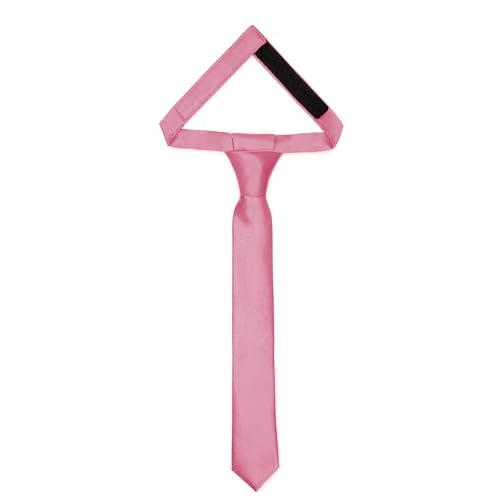 Ladeheid Kinder Krawatte für Jungen - Eleganter glänzender Look, Vorgebunden mit einem Klettverschluß, Perfekt für besondere Anlässe - Stilvolle Ansteckkrawatte TKS (31cm x 4cm, Rosa) von Ladeheid