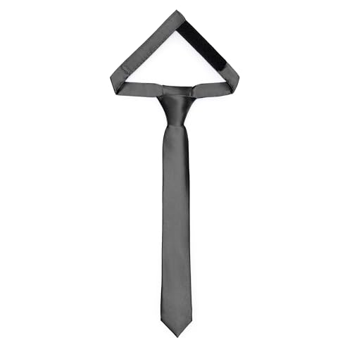 Ladeheid Kinder Krawatte für Jungen - Eleganter glänzender Look, Vorgebunden mit einem Klettverschluß, Perfekt für besondere Anlässe - Stilvolle Ansteckkrawatte TKS (31cm x 4cm, Schwarz) von Ladeheid