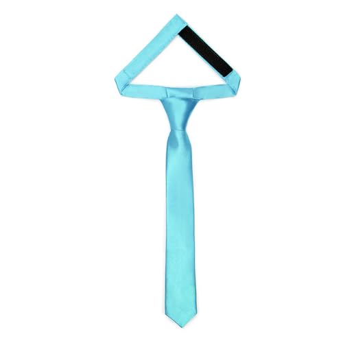 Ladeheid Kinder Krawatte für Jungen - Eleganter glänzender Look, Vorgebunden mit einem Klettverschluß, Perfekt für besondere Anlässe - Stilvolle Ansteckkrawatte TKS (31cm x 4cm, Türkis) von Ladeheid