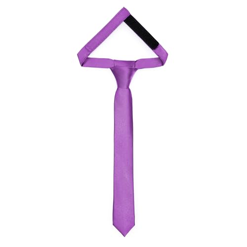 Ladeheid Kinder Krawatte für Jungen - Eleganter glänzender Look, Vorgebunden mit einem Klettverschluß, Perfekt für besondere Anlässe - Stilvolle Ansteckkrawatte TKS (31cm x 4cm, Violett) von Ladeheid