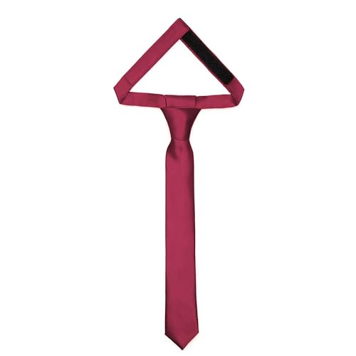 Ladeheid Kinder Krawatte für Jungen - Eleganter glänzender Look, Vorgebunden mit einem Klettverschluß, Perfekt für besondere Anlässe - Stilvolle Ansteckkrawatte TKS (31cm x 4cm, Weinrot) von Ladeheid