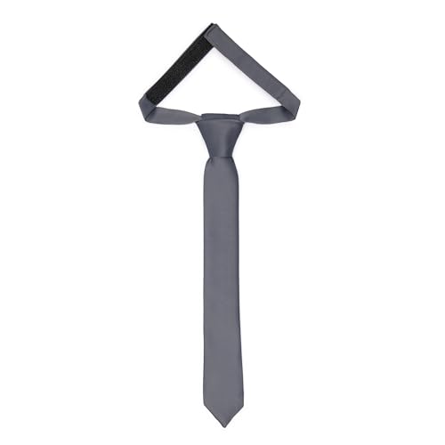 Ladeheid Kinder Krawatte für Jungen - Eleganter matter Look, Vorgebunden mit einem Klettverschluß, Perfekt für besondere Anlässe - Stilvolle Ansteckkrawatte TKM (31cm x 4cm, Graphite) von Ladeheid