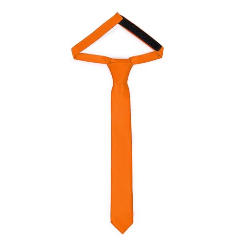 Ladeheid Kinder Krawatte für Jungen - Eleganter matter Look, Vorgebunden mit einem Klettverschluß, Perfekt für besondere Anlässe - Stilvolle Ansteckkrawatte TKM (31cm x 4cm, Orange) von Ladeheid