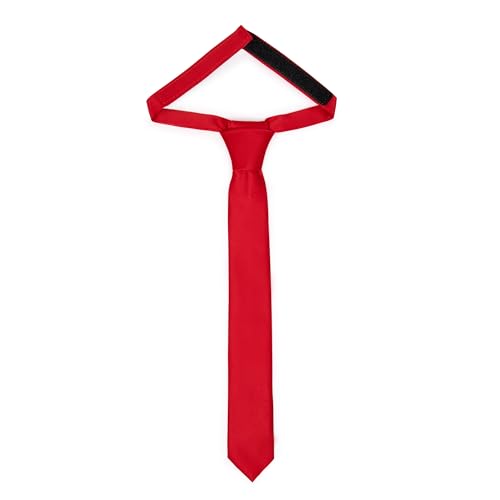 Ladeheid Kinder Krawatte für Jungen - Eleganter matter Look, Vorgebunden mit einem Klettverschluß, Perfekt für besondere Anlässe - Stilvolle Ansteckkrawatte TKM (31cm x 4cm, Rot) von Ladeheid