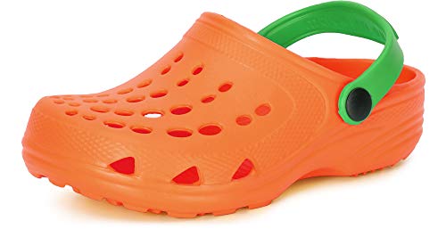 Ladeheid Kinder Mädchen Jungen Eva Clogs Gartenclogs Gartenschuhe LA-CA-06 (Orange/Grün, 24/25 EU) von Ladeheid