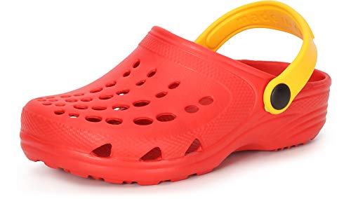 Ladeheid Kinder Mädchen Jungen Eva Clogs Gartenclogs Gartenschuhe LA-CA-06 (Rot/Gelb, 24/25 EU) von Ladeheid