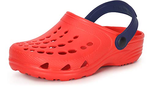 Ladeheid Kinder Mädchen Jungen Eva Clogs Gartenclogs Gartenschuhe LA-CA-06 (Rot/Marineblau, 22/23 EU) von Ladeheid