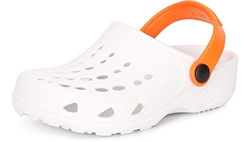 Ladeheid Kinder Mädchen Jungen Eva Clogs Gartenclogs Gartenschuhe LA-CA-06 (Weiß/Orange, 22/23 EU) von Ladeheid