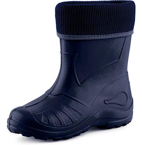 Ladeheid Kinder Mädchen Jungen Federleichte Eva Thermo Gummistiefel Gefüttert KL058 (Dunkelblau, 23 EU) von Ladeheid