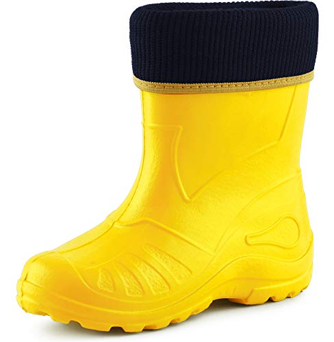 Ladeheid Kinder Mädchen Jungen Federleichte Eva Thermo Gummistiefel Gefüttert KL058 (Gelb, 22 EU) von Ladeheid