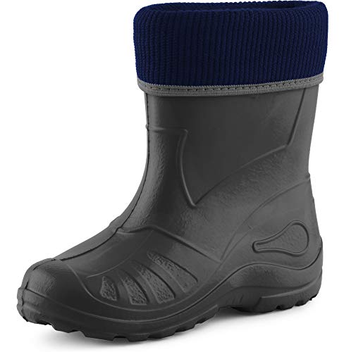 Ladeheid Kinder Mädchen Jungen Federleichte Eva Thermo Gummistiefel Gefüttert KL058 (Graphit, 25 EU) von Ladeheid