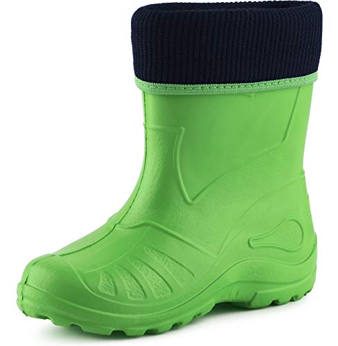 Ladeheid Kinder Mädchen Jungen Federleichte Eva Thermo Gummistiefel Gefüttert KL058 (Grün, 23 EU) von Ladeheid