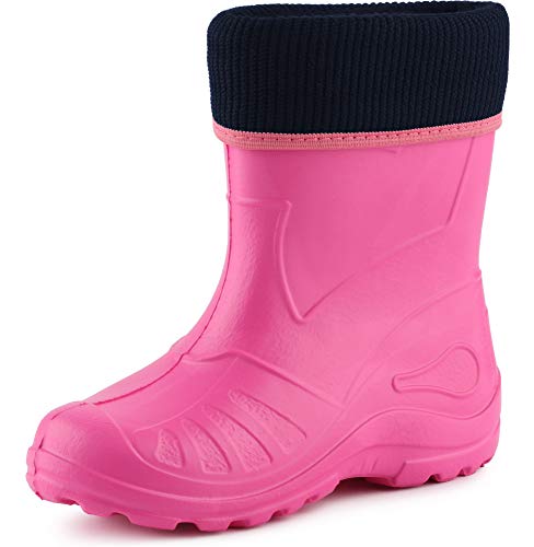 Ladeheid Kinder Mädchen Jungen Federleichte Eva Thermo Gummistiefel Gefüttert KL058 (Rosa, 27 EU) von Ladeheid